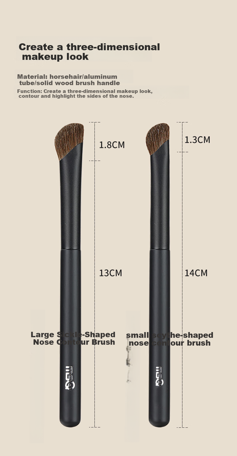 MSQ Starry Small Sickle Nose Contour Brush Nose Wing Blending Shading Brush Animal Hair Horse Hair Natural 3D Makeup Effect 7