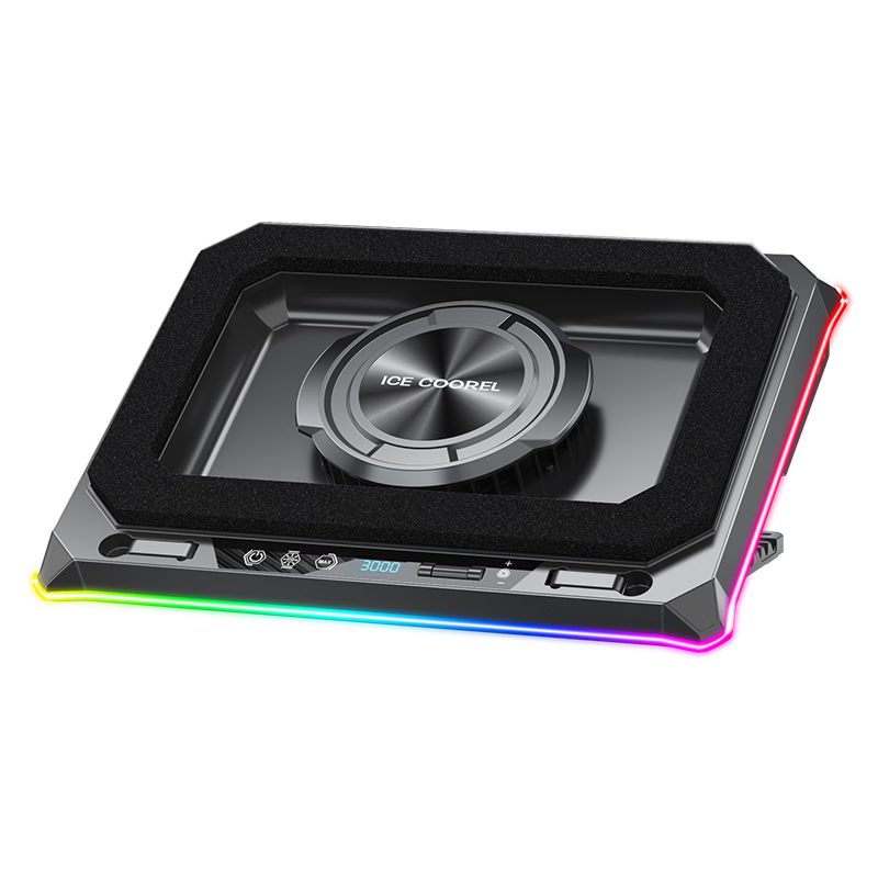 ICE COOREL Laptop Cooling Pad Stand, Air Pressure Gaming RGB High-Power Adjustable Speed Cooling Silent Suitable for Lenovo Legion Aurora ASUS