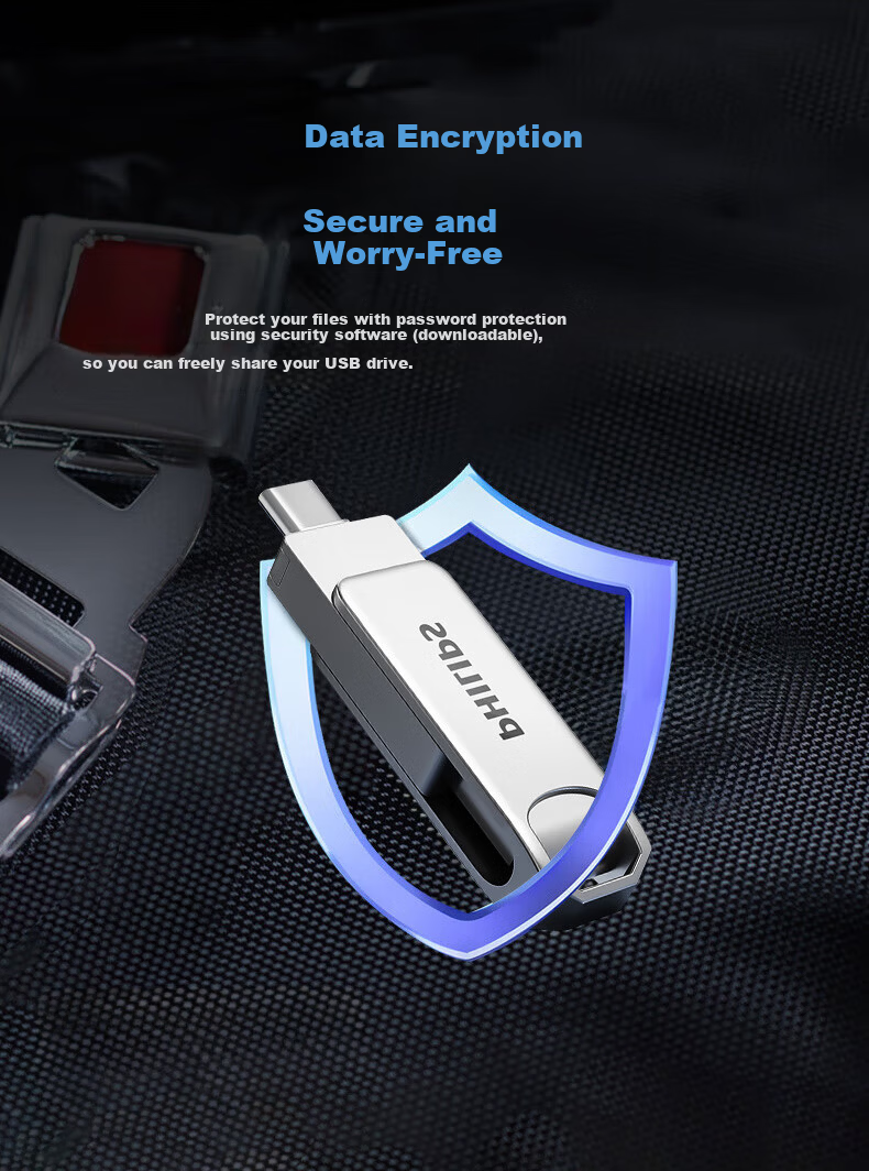 PHILIPS 64GB Type-C USB3.2 Dual Interface Mobile USB Drive Upgraded Version 61UT-D Metal Rotating High-Speed Read/Write Durable USB Flash Drive for Business Office Study 10