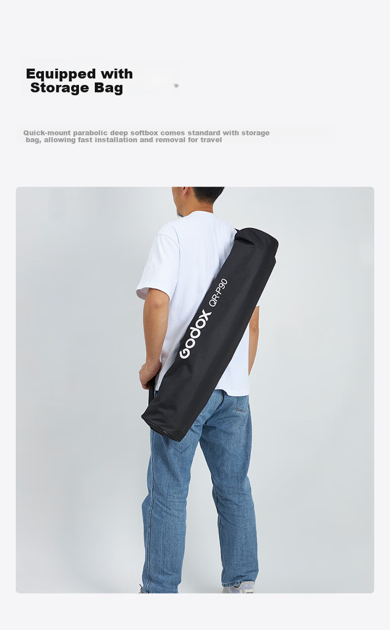 Godox Quick-Install Deep Parabolic Softbox QR-P90T Photography Reflector Grid Light Shade Studio Accessory Suitable for Fill Light Flash Lamp 90cm 4