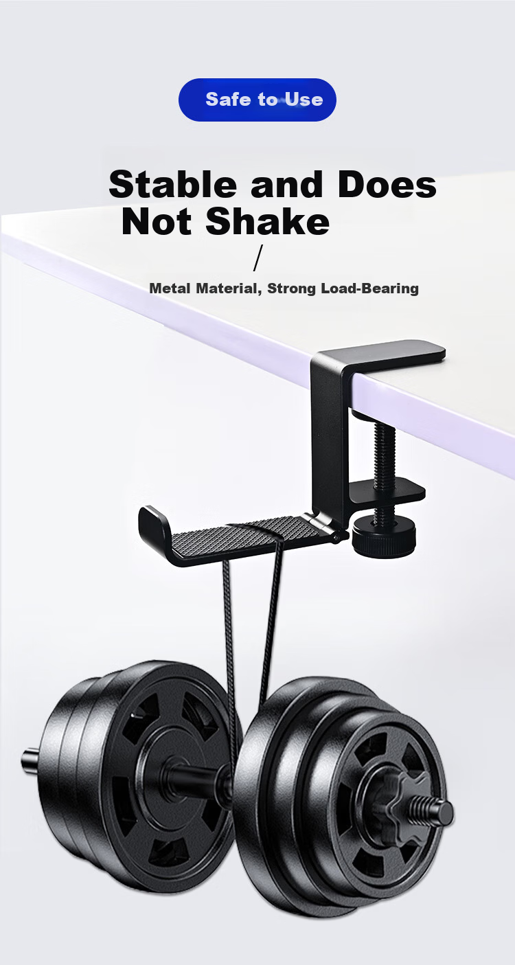 NVV Over-Ear Headphone Stand Multifunctional Gaming Device Storage Headset Hook Metal Clamp Desk Mount Compatible with ROG Razer Aluminum Alloy Foldable Black NG-3 6