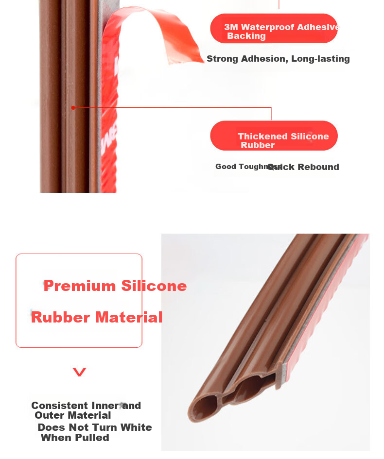 Oumai Anti-theft Door Sealing Strip 10x6mm Weatherproof Soundproof Door Gap Insulation Strip 10