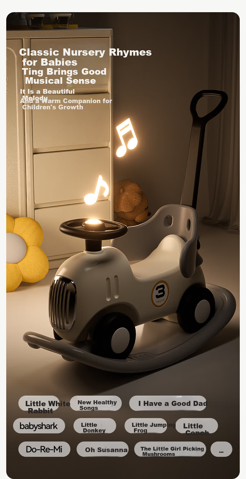 Babypods 6-in-1 Multifunctional Rocking Horse Ride-On Car Wooden Rocker Baby Toy for Boys and Girls First Birthday Gift 8