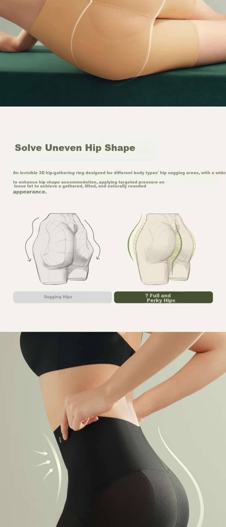 Suki Ryohin Mermaid Hip Enhancing Mid-Waist Butt Lifting Seamless Breathable Tummy Control Hip Shaping Pants Fake Hip Widening Shapewear No-Panty Needed 5