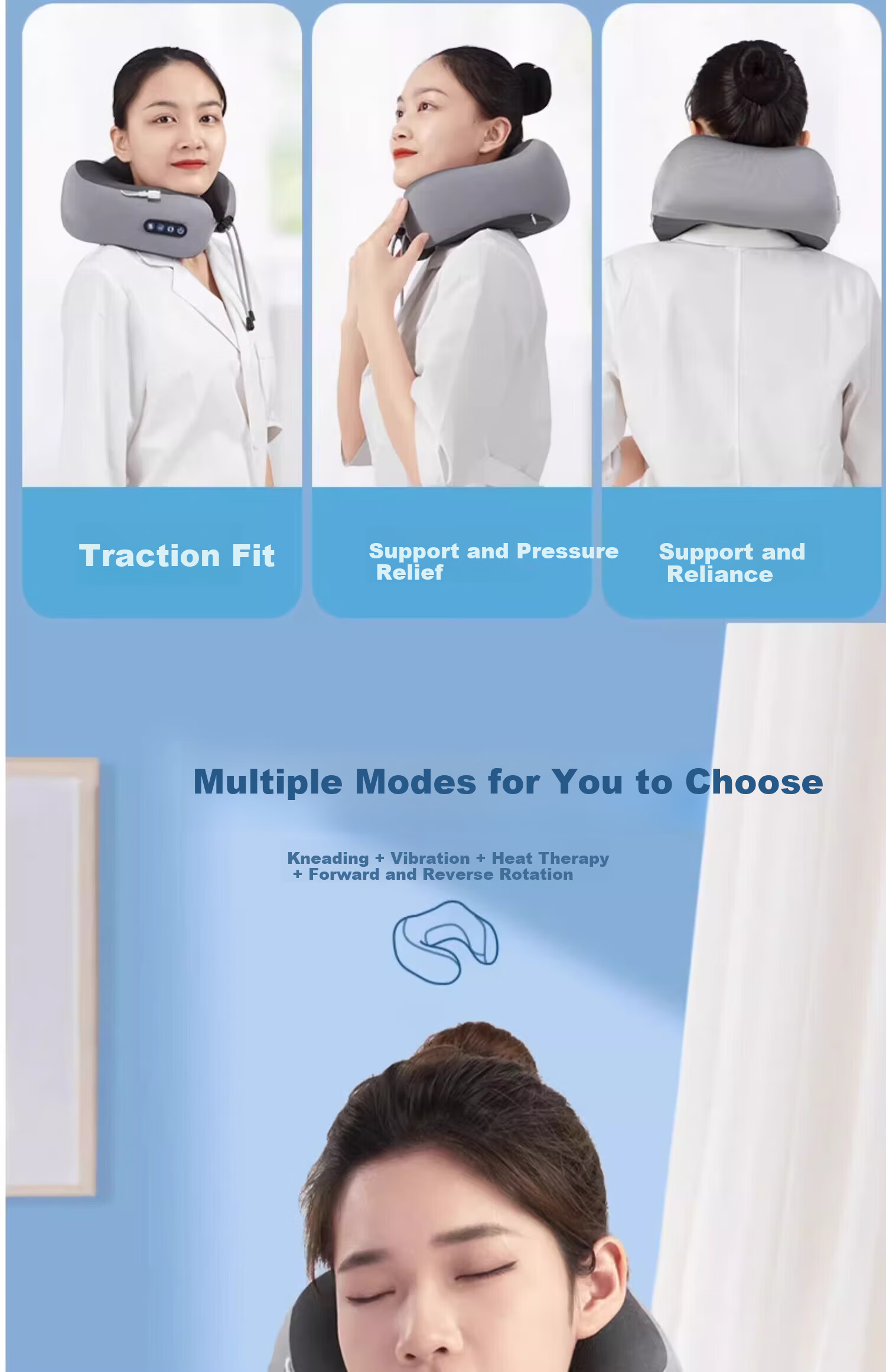 Yuzhaolin Electric Massage U-Shaped Pillow Nap Pillow Travel Neck Pillow Portable for Airplane and High-Speed Rail Neck Support Cushion 5