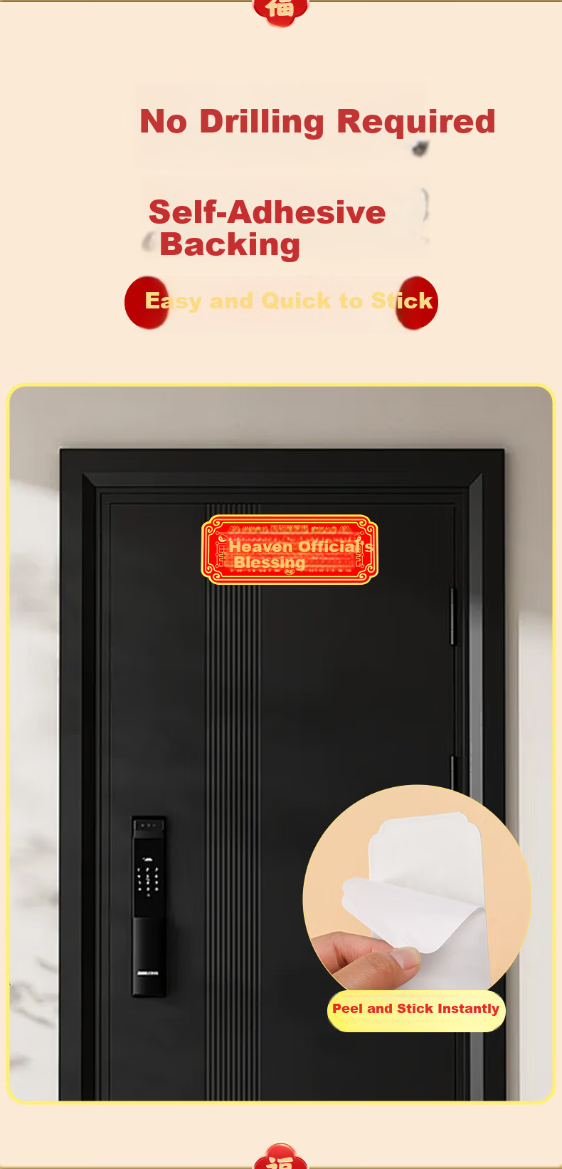 Feng Shui Pavilion Official Blessing Door Plaque Feng Shui Metal Wall Art for Entryway and Housewarming 3