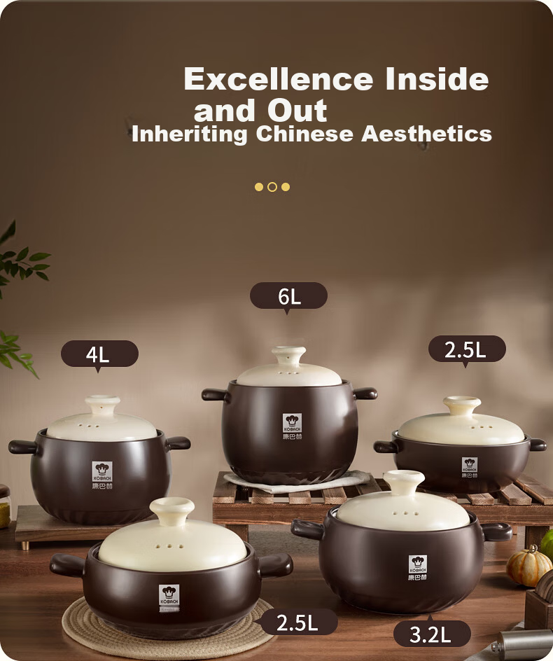 KOBACH 2.5L Ceramic Clay Pot for Home Cooking, Stewing Soup, Meat, Rice, Porridge, and Herbal Medicine Cooking 20