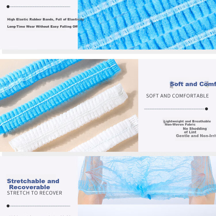 Anxiaoxia Disposable Head Cover Kitchen Dustproof Strip Cap Mesh Cap Non-woven Dustproof Hat White 100pcs/Pack 13