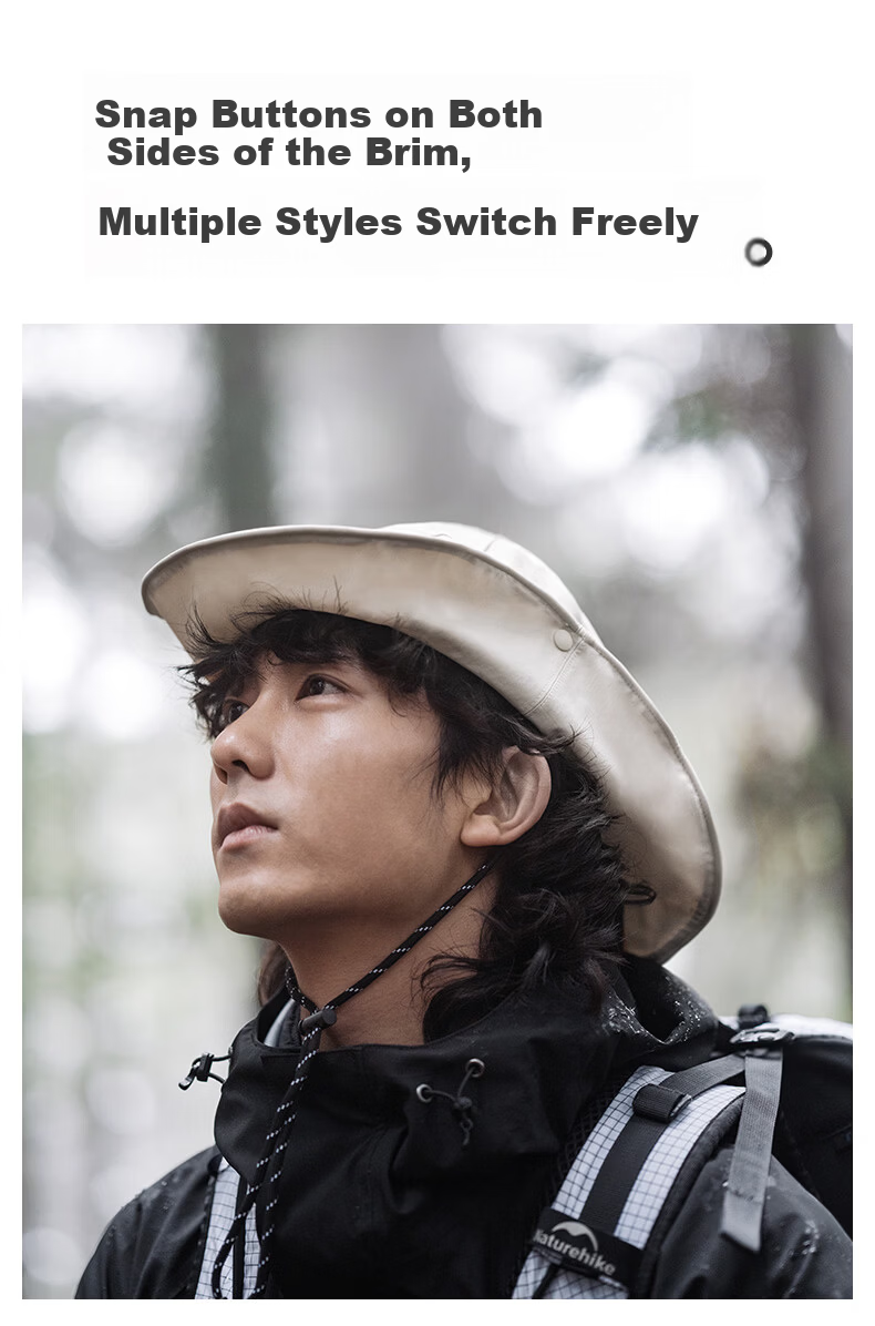 Naturehike Large Brim Fisherman Hat Outdoor Rainproof Sun Protection Waterproof Hiking Mountaineering Creek Walking Men's Hat 10