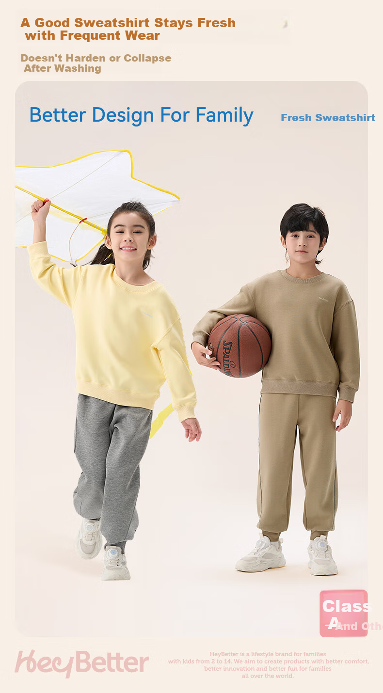 HeyBetter Kids Soft Crewneck Sweatshirt - Rock Tea Pink (Gray Pink) 140 2