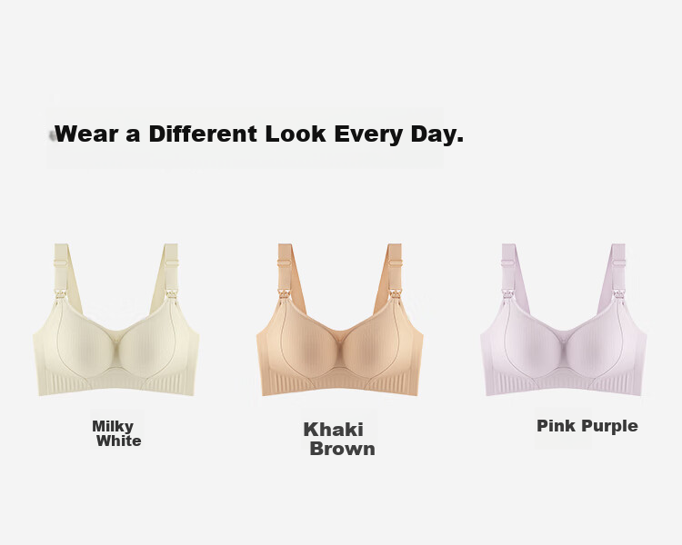 Moonbadi Maternity Nursing Bra for Pregnant Women, Convenient Shoulder Open Buckle, Bare Skin Seamless Wireless Push-Up Support Bra 9