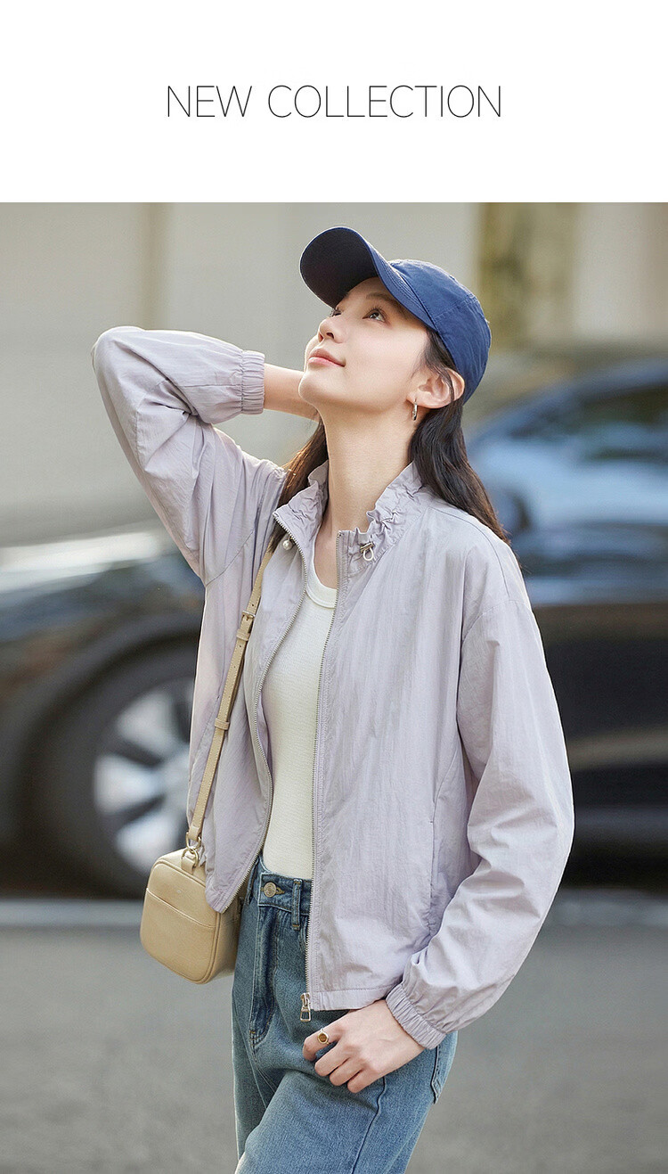 Demana Original Yarn Sunscreen UPF50+ Summer Lightweight Outdoor Drawstring Collar Thin Loose Sports Casual Women's Jacket 1