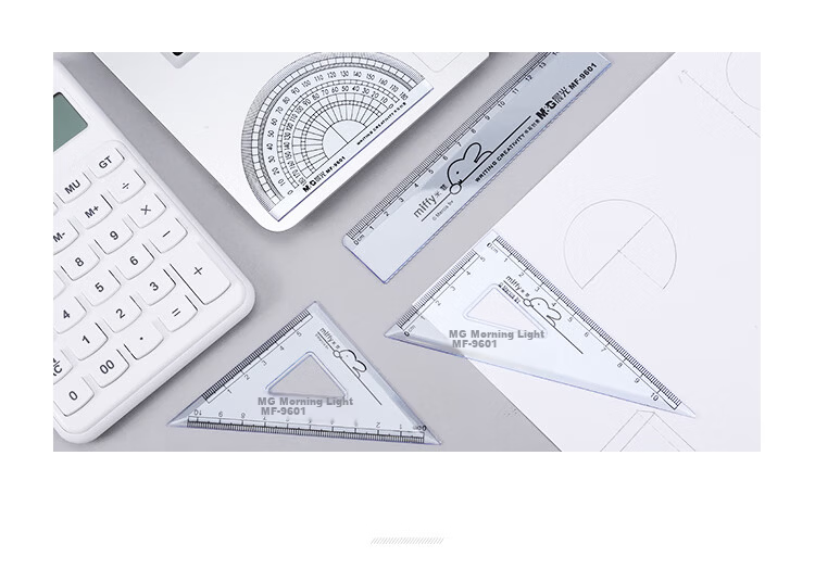 M&G Student Ruler Set Triangle Ruler Right Angle Ruler Protractor Drawing Tools 4-Piece Set MF9601 1 Set 4