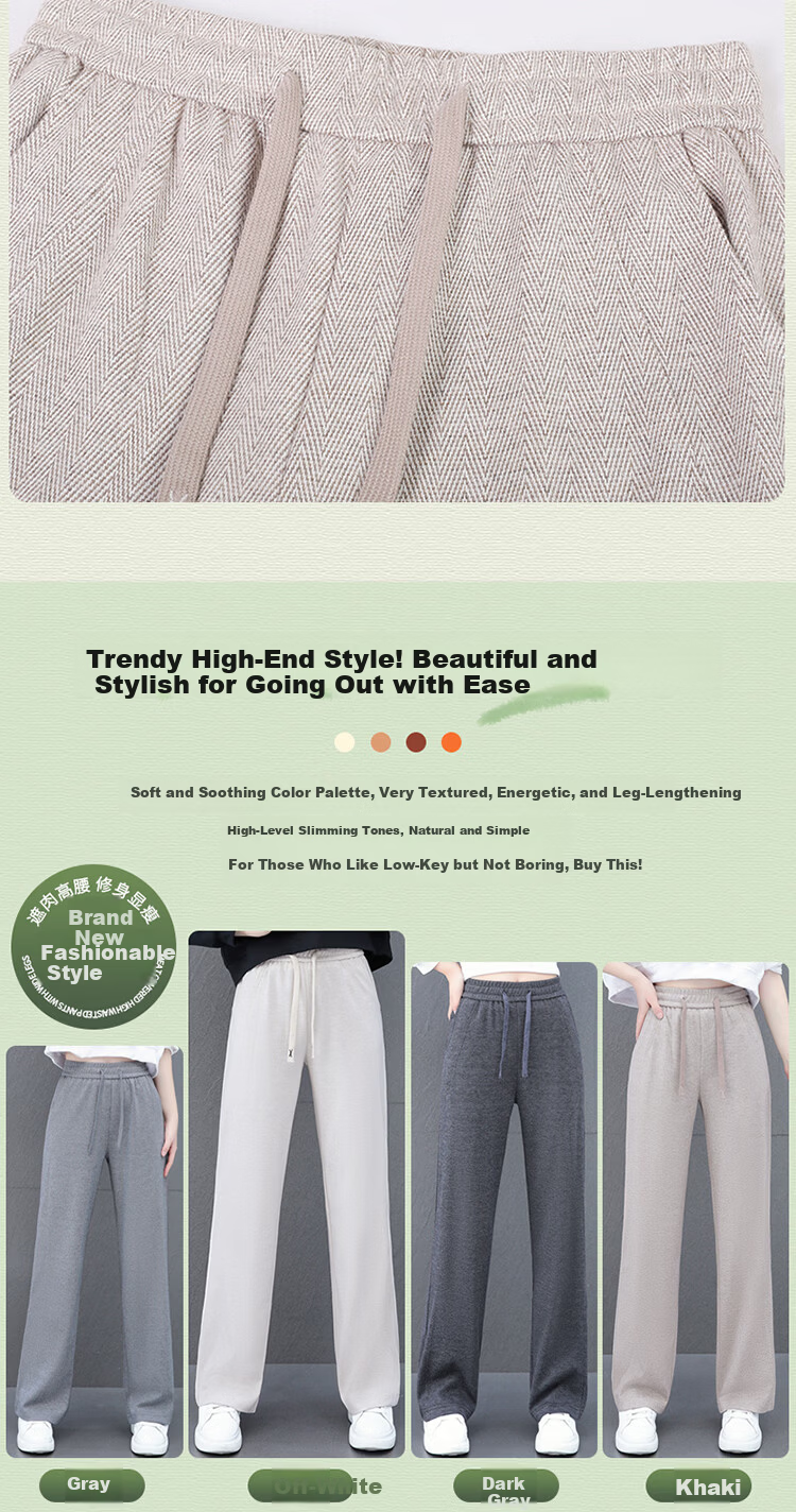 La Chapelle Women's Straight Casual Pants Spring Summer New Loose Slim Wide Leg Trousers Petite Height Enhancing Long Pants Dark Gray 2XL 10