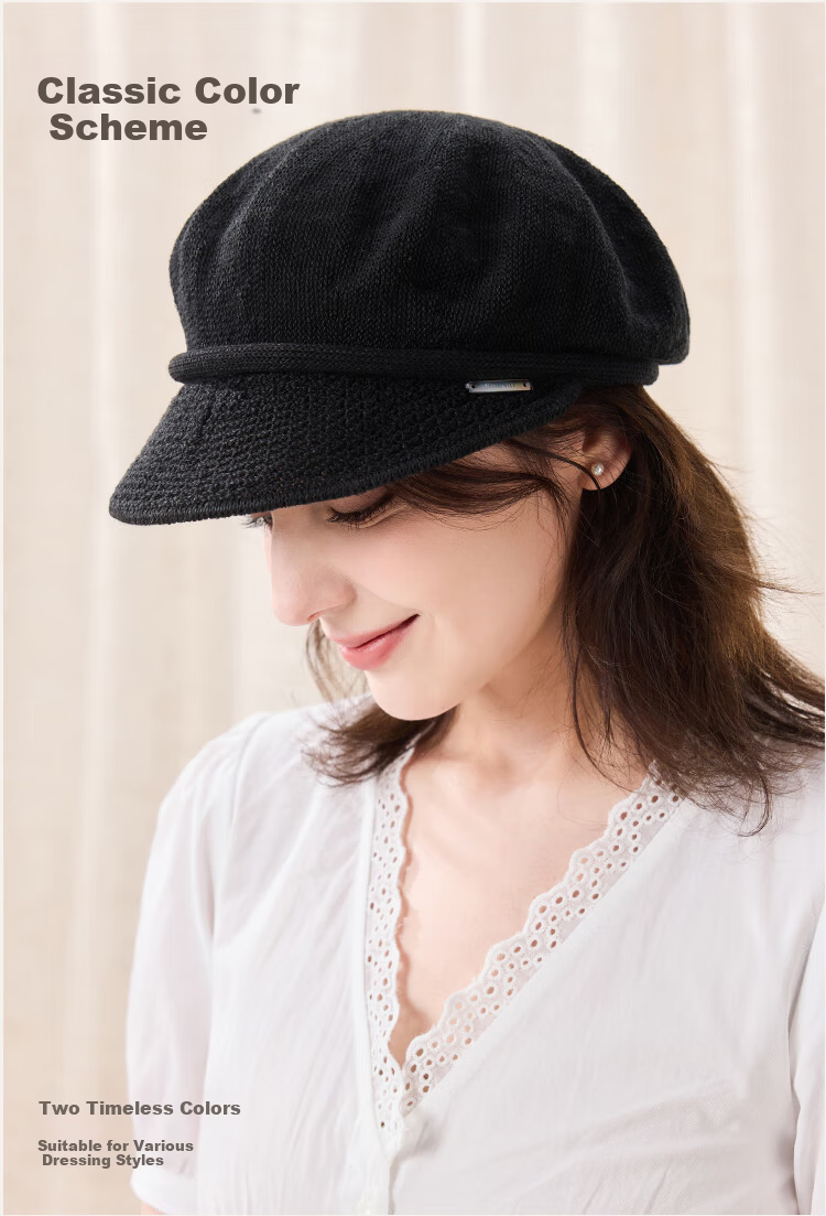 JIUMU Women's Linen Beret Hat Versatile Summer Painter Cap Octagonal Newsboy Cap Girl's Beret Hat 5