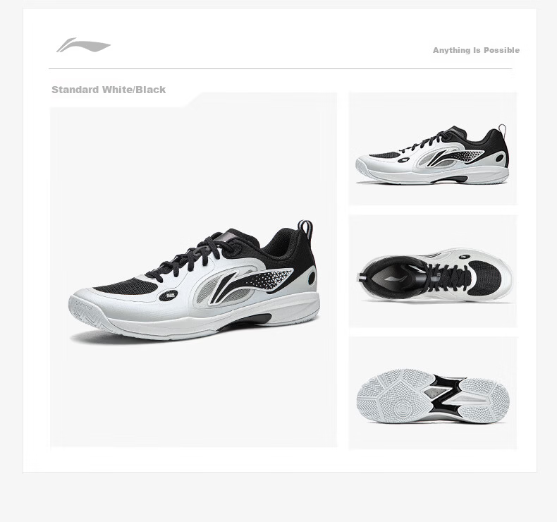 LI-NING Professional Table Tennis Shoes Qilin LIGHT 2.0 Silk Training Competition Sports Shoes Standard White/Black Size 42 9