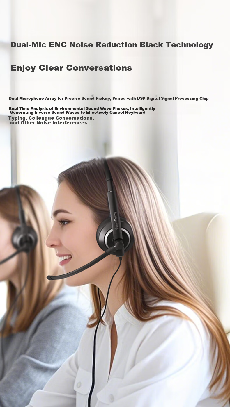 RownFusny EH05 Over-Ear Noise-Cancelling Call Center Headset Single Ear Training Conference Headset QD Interface (Without Cable) 2
