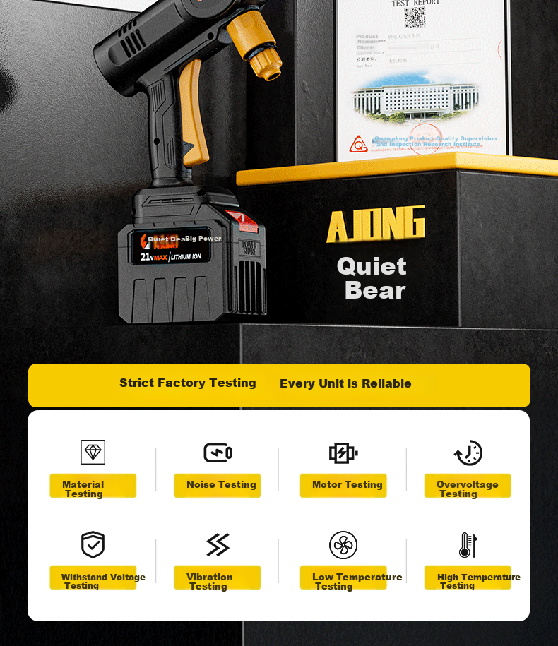 Quiet Bear Wireless Car Washer High-Pressure Water Gun Lithium Battery Rechargeable Electric Car Cleaning Machine 6