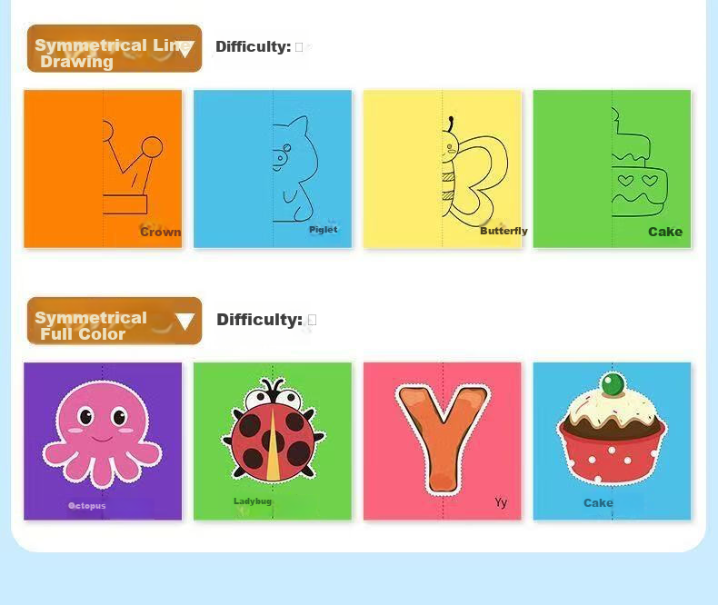 Danmiqi Paper Cutting Children's Handicraft Kindergarten 3 Years Old 26 Pieces Baby Beginner Kids Toy DIY Craft Children's Birthday Gift 10