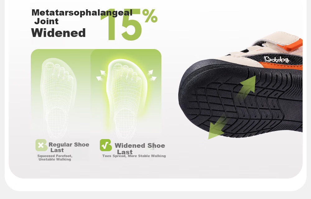 BOBDOG Toddler Baby First Walking Shoes 26 Spring New Boys Girls Soft Sole Non-Slip Functional Shoes Milk White/Black/Orange Size 24 14