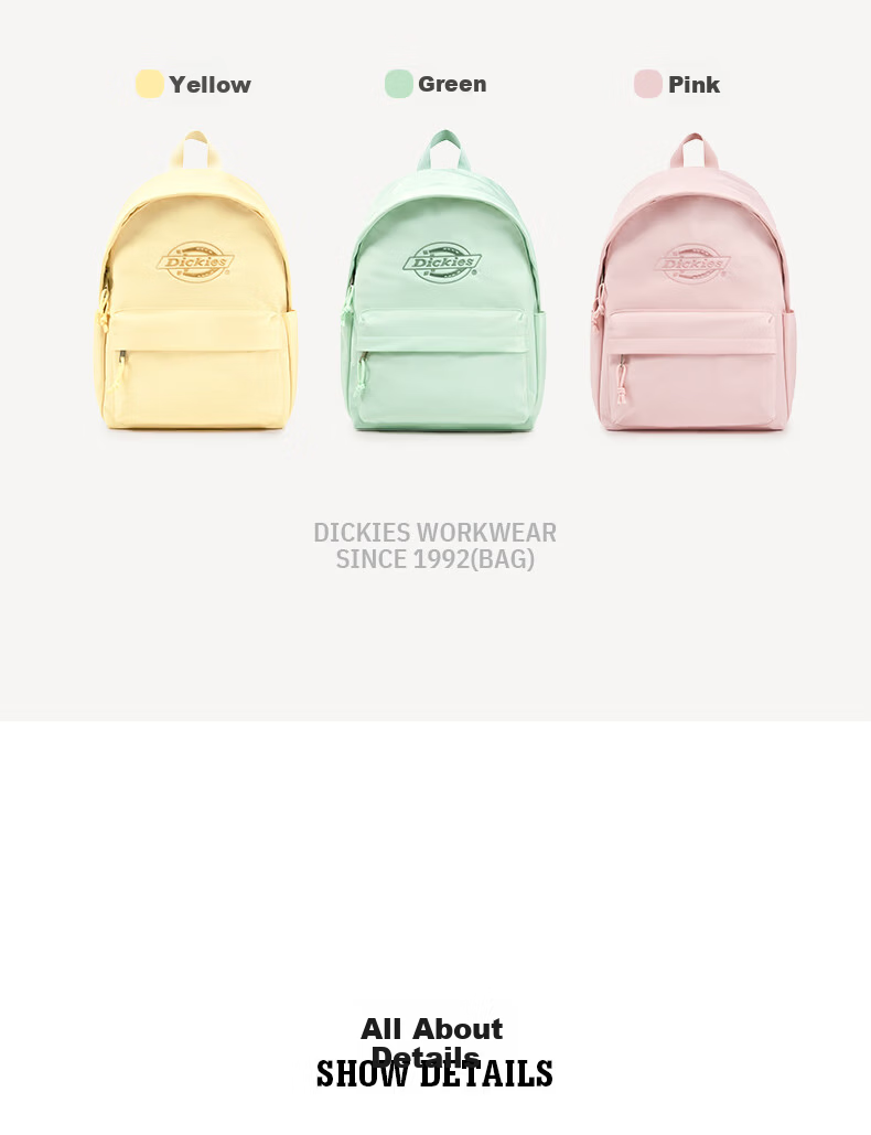 Dickies Large Capacity Backpack Travel Laptop Commuter Bag Fresh Style School Bag for College and High School Students Pink 12