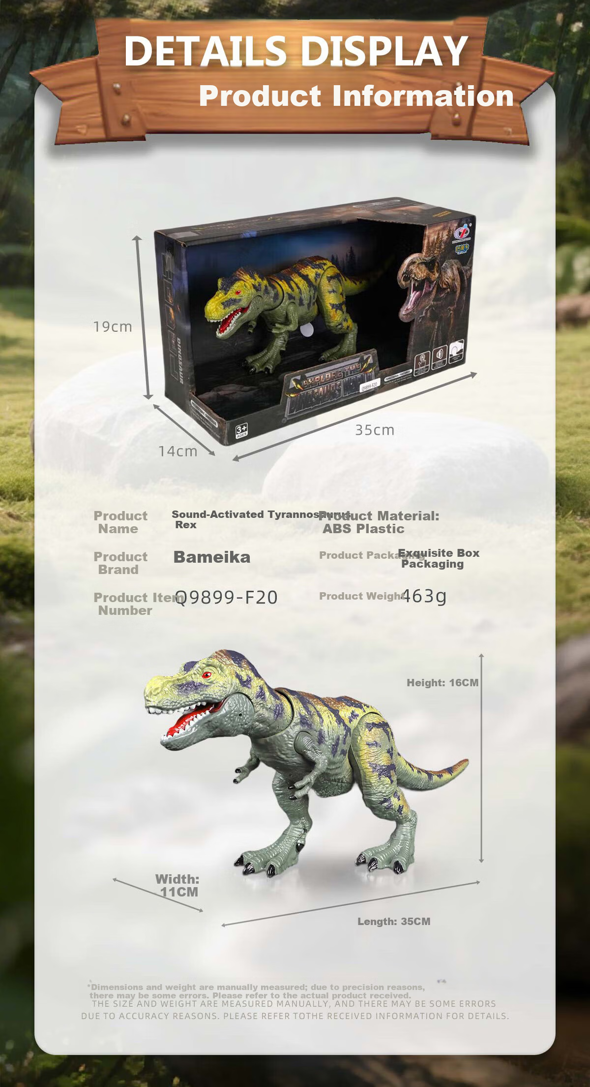 Bameika Large Intelligent Sound-Making Dinosaur Model Toy Realistic Jurassic Animal South Giant Beast Drago 9