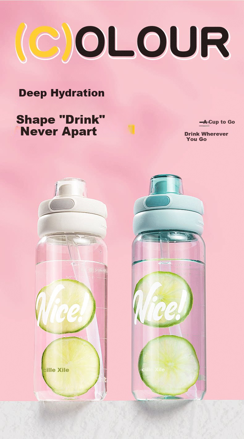 Xile Tritan Large Capacity Water Bottle Women's High-Value Straw Cup Student Outdoor Portable Sports Direct Drinking Cup Summer 11