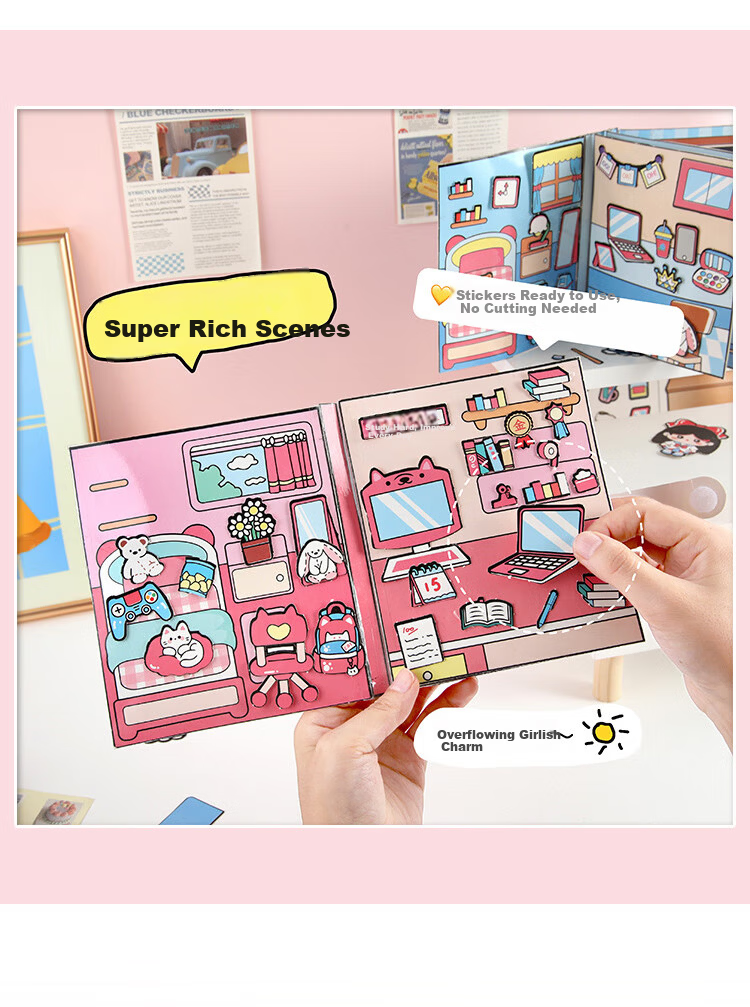 Baili Frost Top Student Quiet School Handmade DIY Material Kit Dress-up Stickers Children's Toy 3-6 Years Children's Day Gift 4