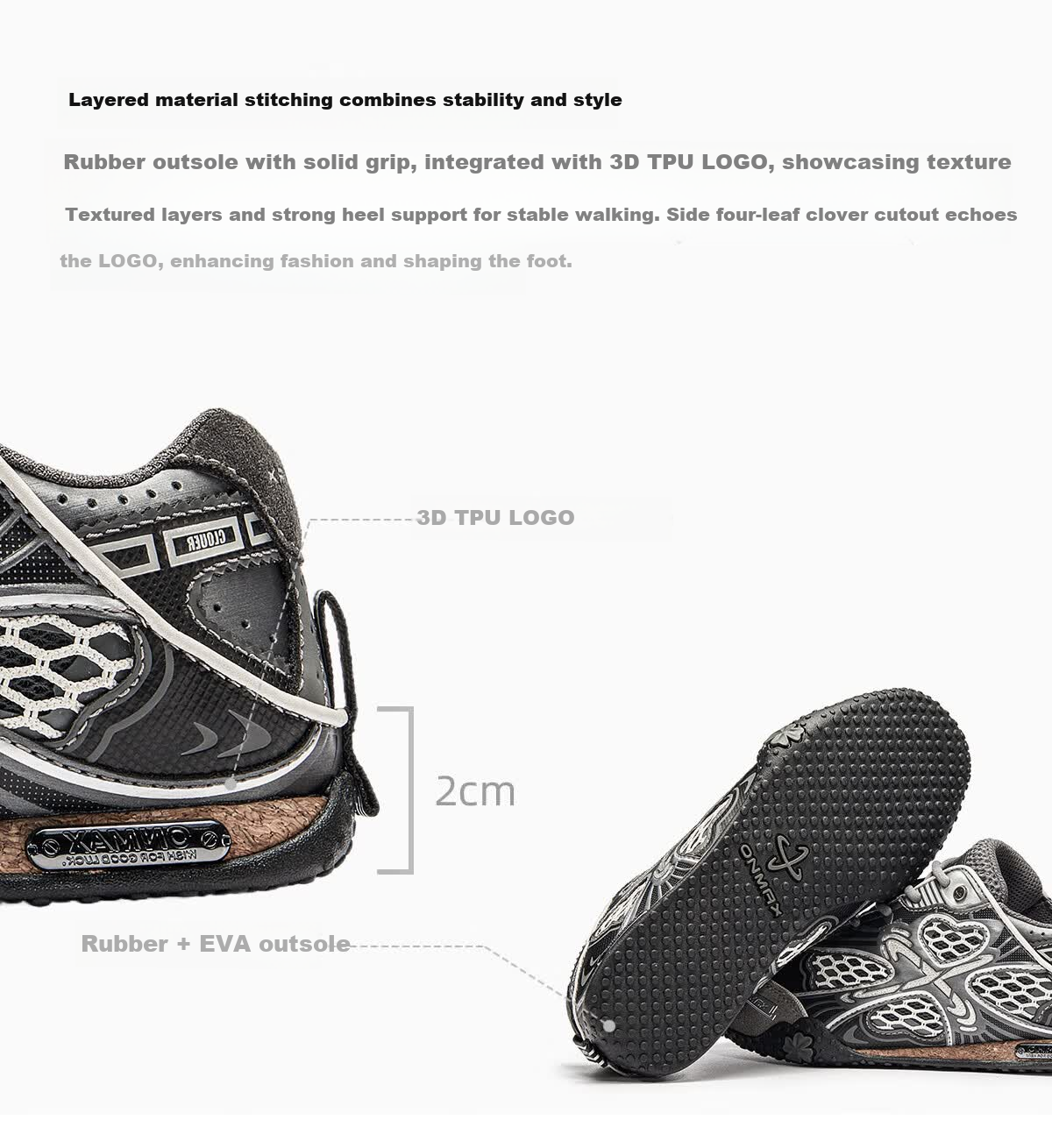 ON MAX 2026 Spring New Unisex Casual Sports Slip-On Clover Training Shoes Gray Size 35 7