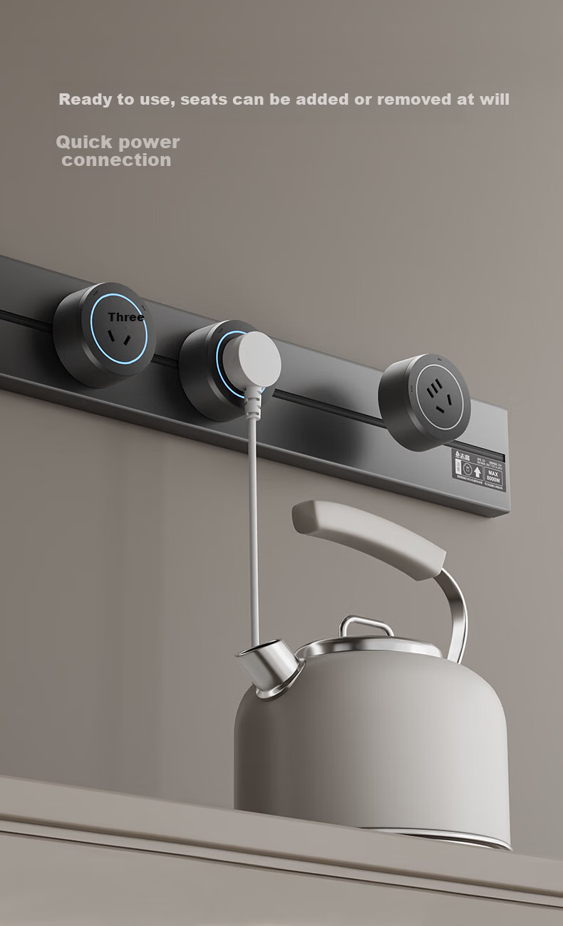 CHIGO Track Socket with Cable Kitchen Bedroom Surface Mounted Portable Power Track Extension Socket Board Wall-mounted Rail Socket 80cm Track + 4 Five-hole Outlets Black 12