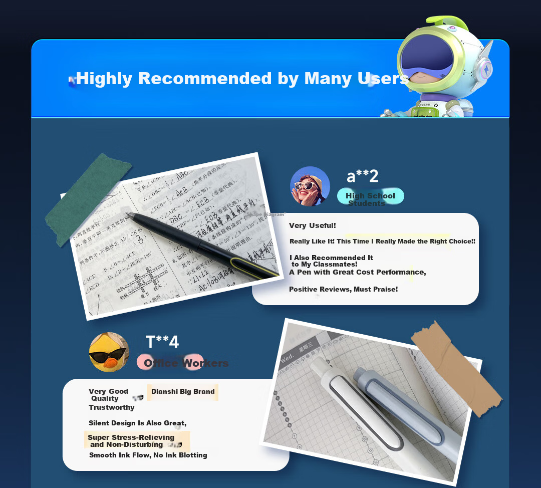 Dianshi Time Capsule Retractable Gel Pen High-Value Quick-Dry Bullet Tip 0.5mm Black Pen Student Homework Exam Signature Pen Back to School Season 0154 [6-Pack] 1