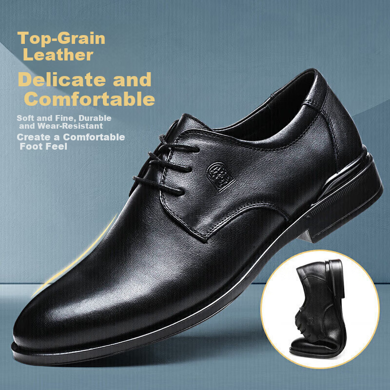 LAORENTOU Men's Business Formal Leather Shoes Lace-up Cowhide British Style Comfortable Lightweight Shoes 83071 Black Size 38
