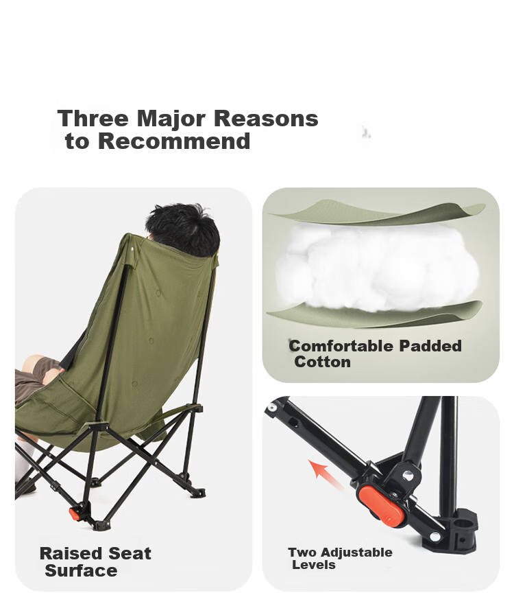 Naturehike Starfish Outdoor Camping Folding Chair Recliner Fishing Chair Beach Chair Portable High Back Moon Chair Black 2