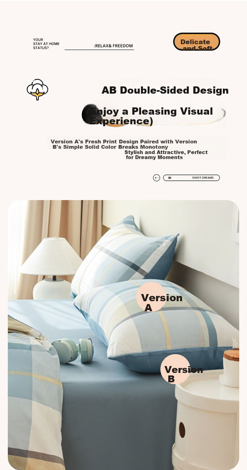 Jinhao 100% Cotton Pillowcase Pair Pure Cotton Antibacterial Single Pillowcase Student Dormitory Pillow Core Cover Zhuying 48*74cm*2 1