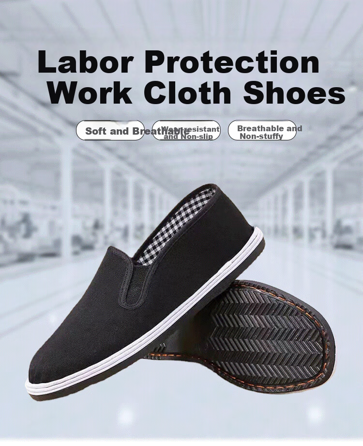 BAIGE Old Beijing Cloth Shoes Thousand-Layer Rubber Sole Labor Protection Shoes Black Handmade Slip-Resistant Breathable Slip-On Factory Logistics Workshop Work Shoes [Black] Comfortable Breathable Si 2