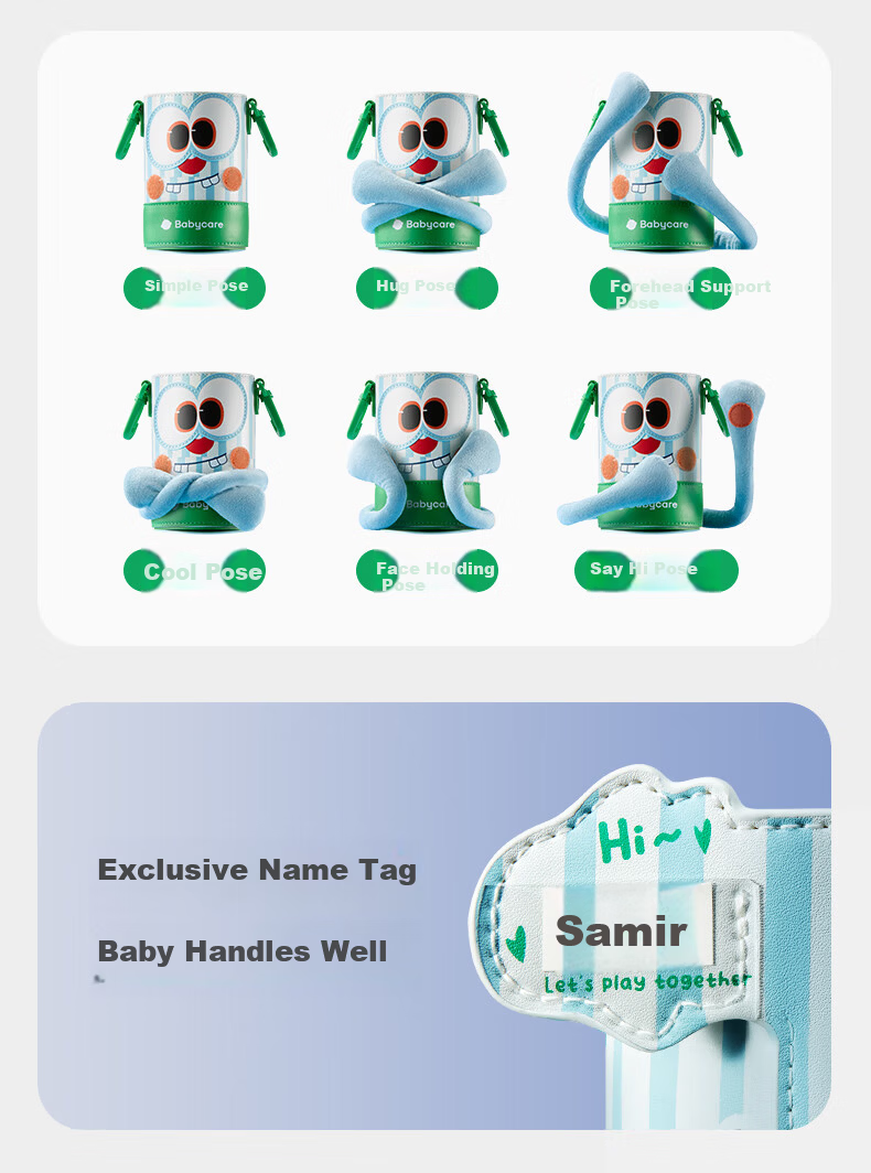 Babycare Little Monster Hug Three-Use Children's Insulated Water Bottle Straw Sippy Cup 316 Stainless Steel School Use 8