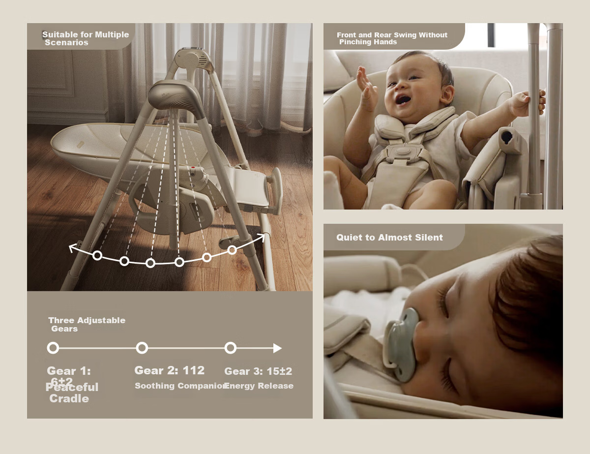 Beiyi 2-in-1 Baby High Chair and Rocker Khaki 30