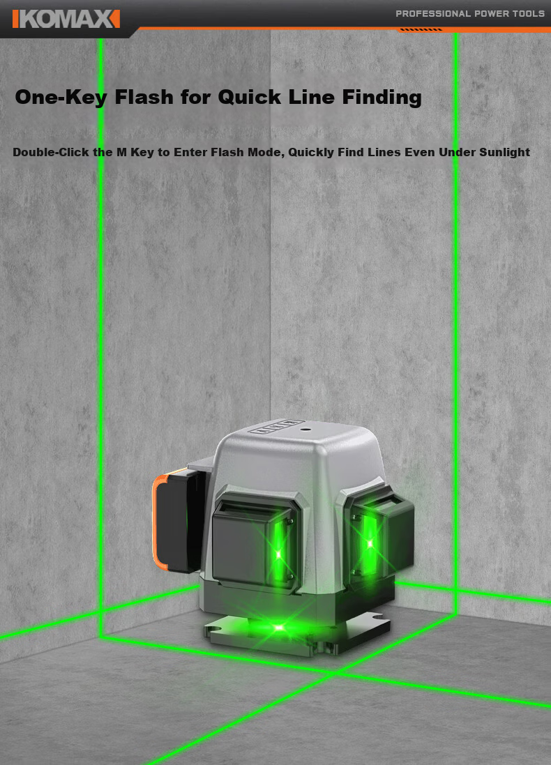 Comais Infrared Level High Precision Strong Light Auto Leveling Green Laser Outdoor Portable Wall-Mount Leveling Instrument 7