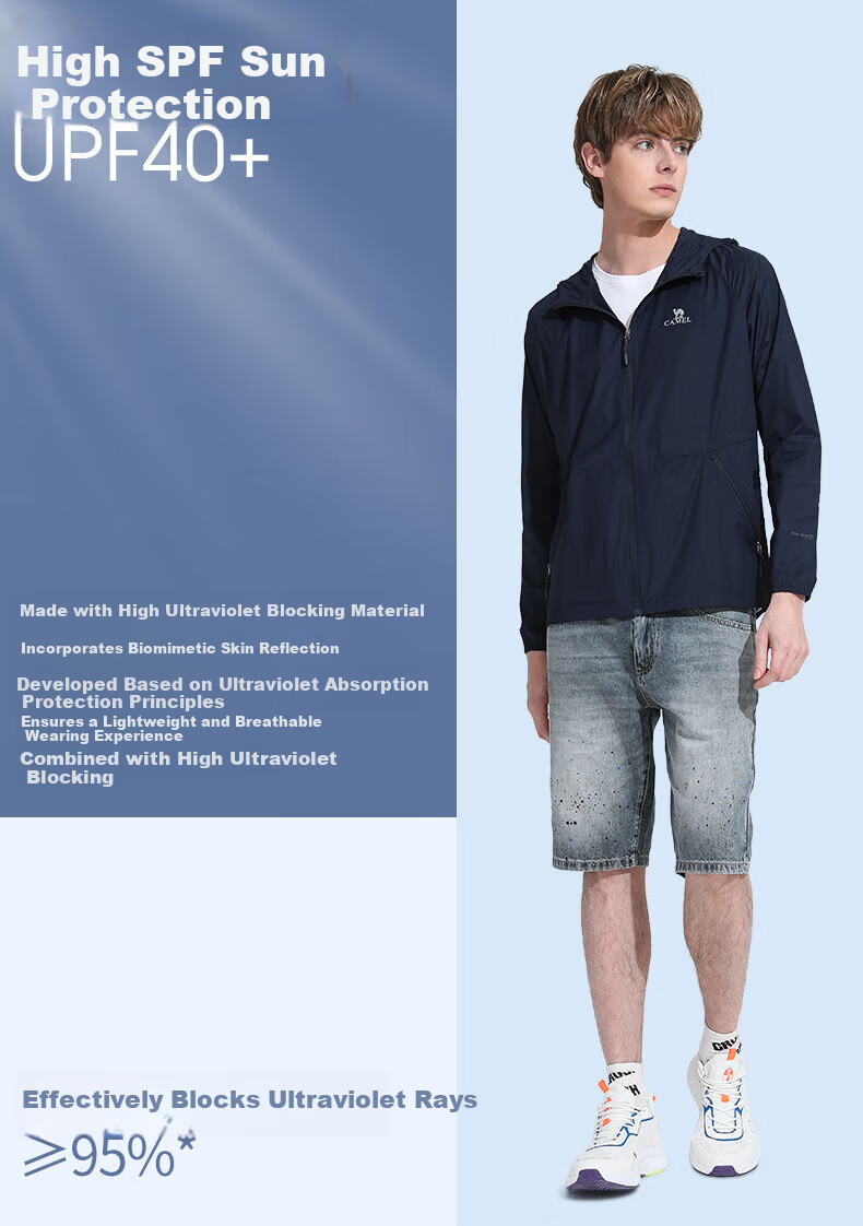 CAMEL Outdoor Sun Protection Jacket Lightweight Breathable UV Protection Sports Skin Jacket Sunscreen Coat A012251005A M 3
