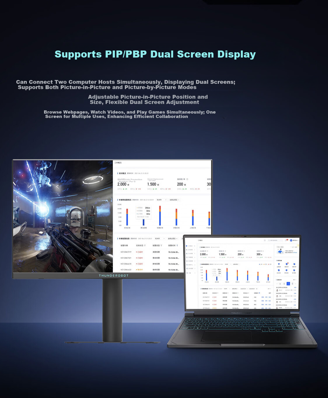 ThundeRobot Black Warrior 23.8-inch 2K 260Hz Gaming Monitor Upgraded Fast IPS Low Blue Light HDR 500nit High Brightness JQ24F260 7