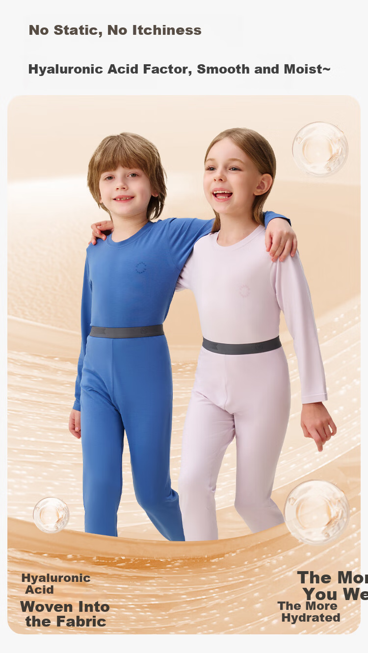 YEEHOO [Warm Core] Modal Thickened Children's Thermal Underwear Set Boys and Girls Autumn Long Johns Set 10