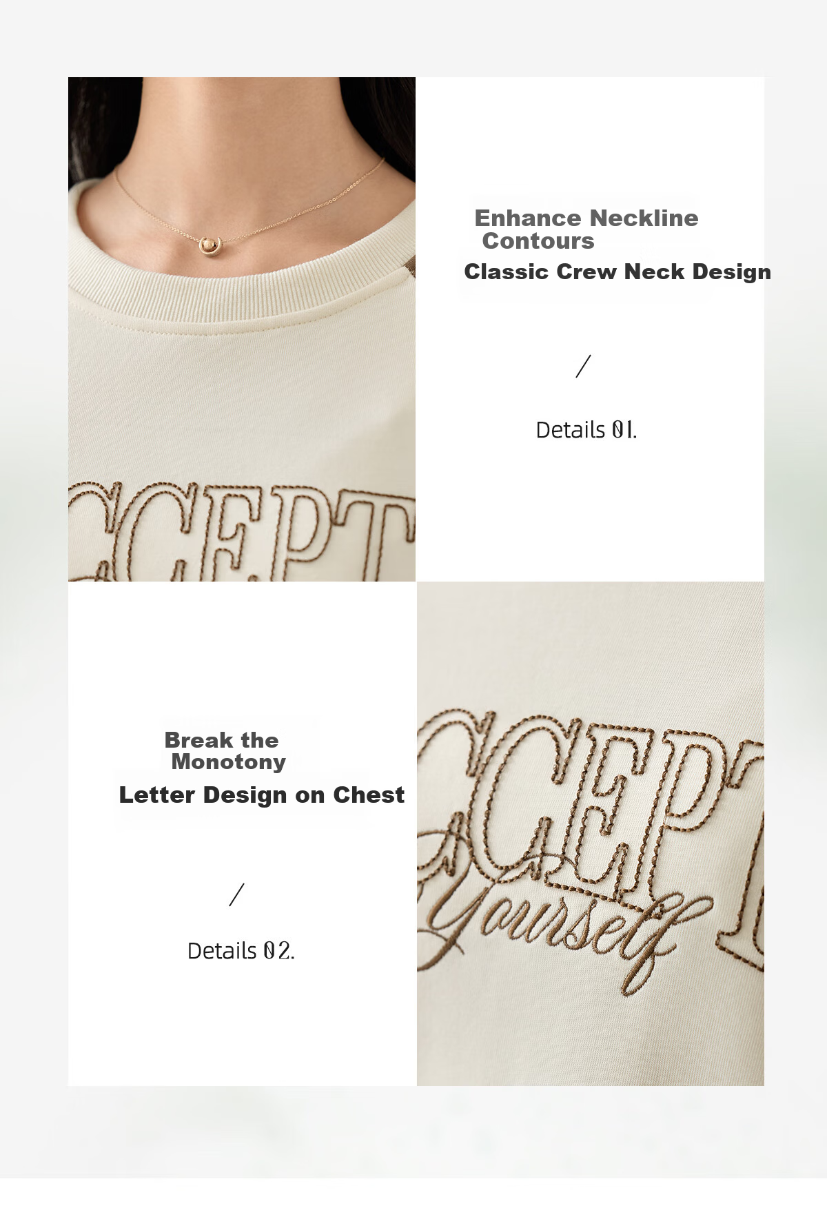 Chushen Classic Crewneck Raglan Sleeve Casual Student Long Sleeve Sweatshirt S53W028 Spring and Autumn Women 3