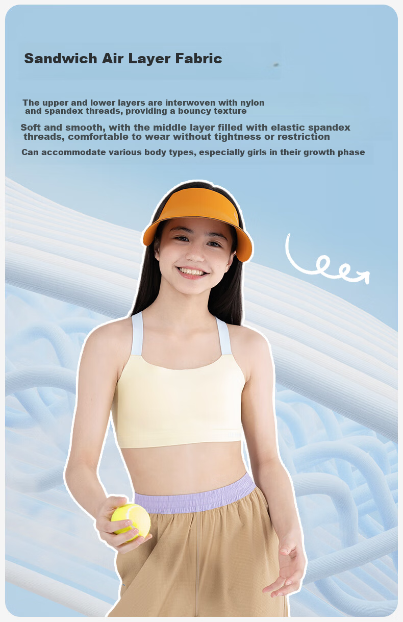 Like UU Girls' Middle School Sports Bra Waterdrop Back Development Period High School Youth Development Underwear 4