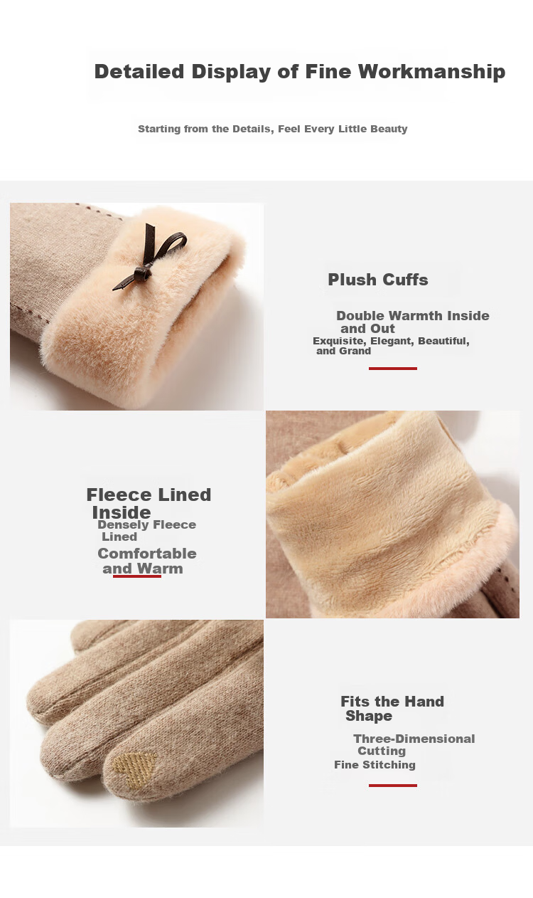 Hodo Women's Wool Gloves Winter Warm Fleece Lined Touchscreen Windproof Driving Cycling Gloves Birthday Gift 12