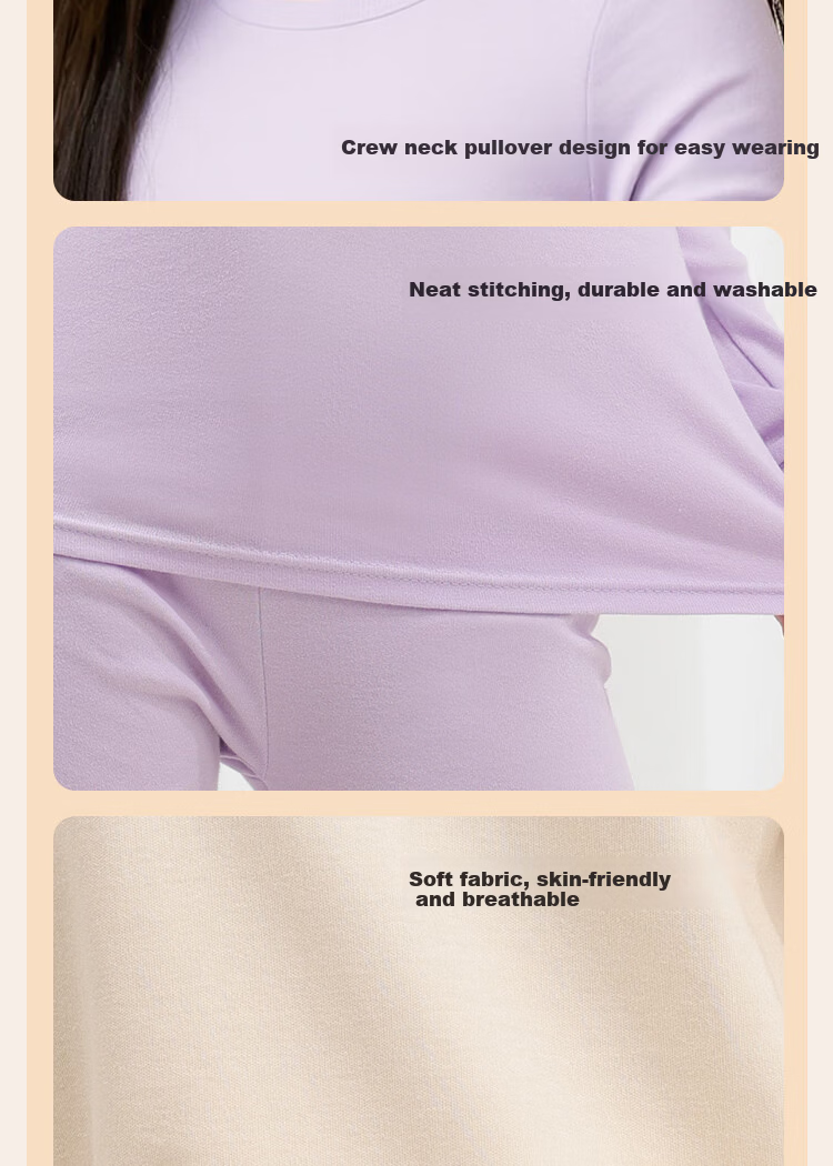 FENTENGCARE Kids Thermal Underwear Set 100% Cotton Autumn Winter Pajamas Girls Long Johns Top and Bottom YR 14
