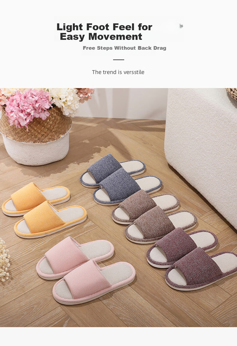 GUOLUOFEI Home Slippers for Men, Summer Indoor Cloth Linen Couple's All-Season Spring Autumn Floor Shoes, Yellow, Size 40-41 8