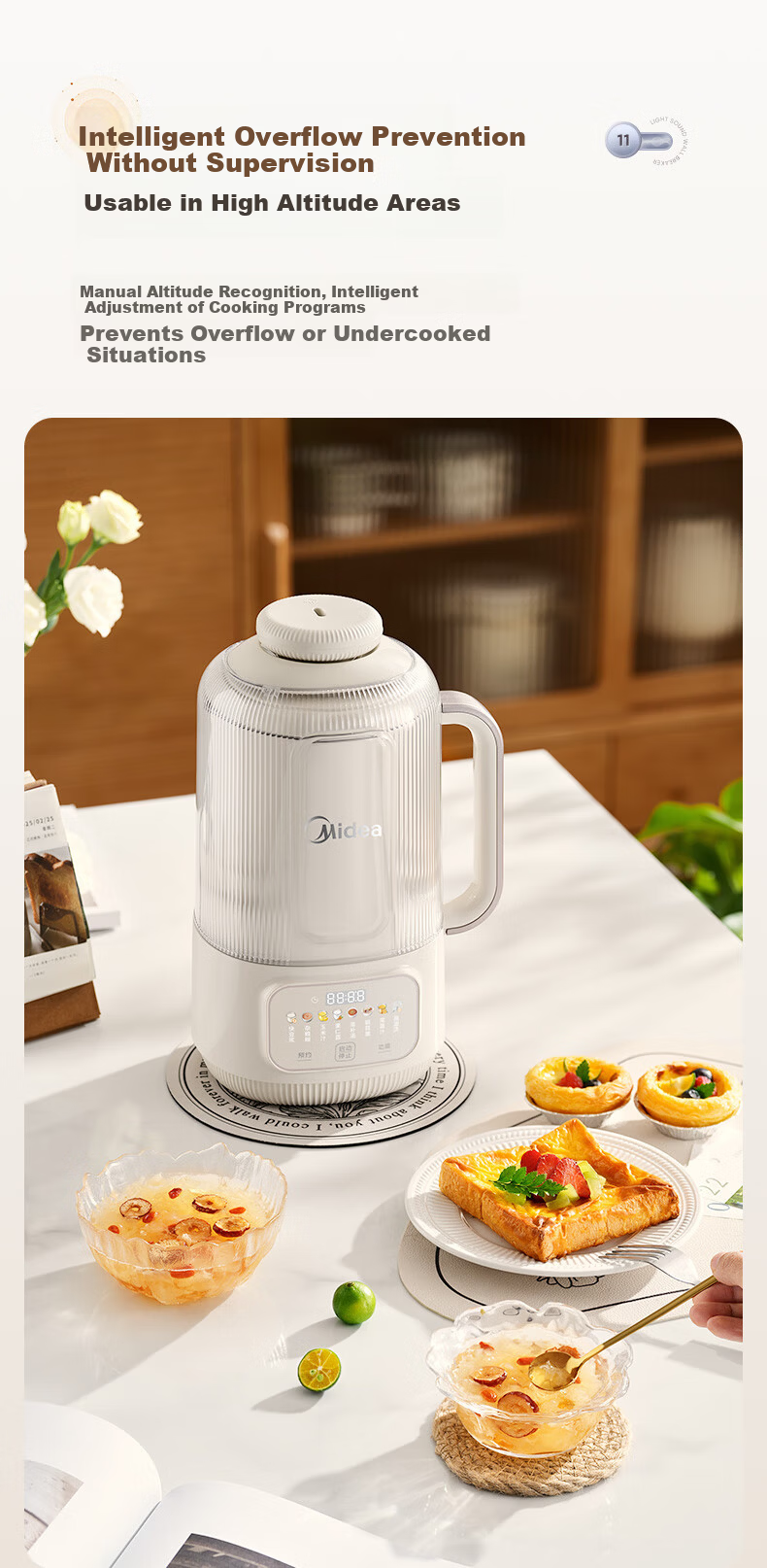 Midea Soy Milk Blender 1.2L Large Capacity for 2-5 People, Soundproof Cover, Fully Automatic, No Cooking, No Washing, New Multifunctional Juicer and Food Processor X99 25