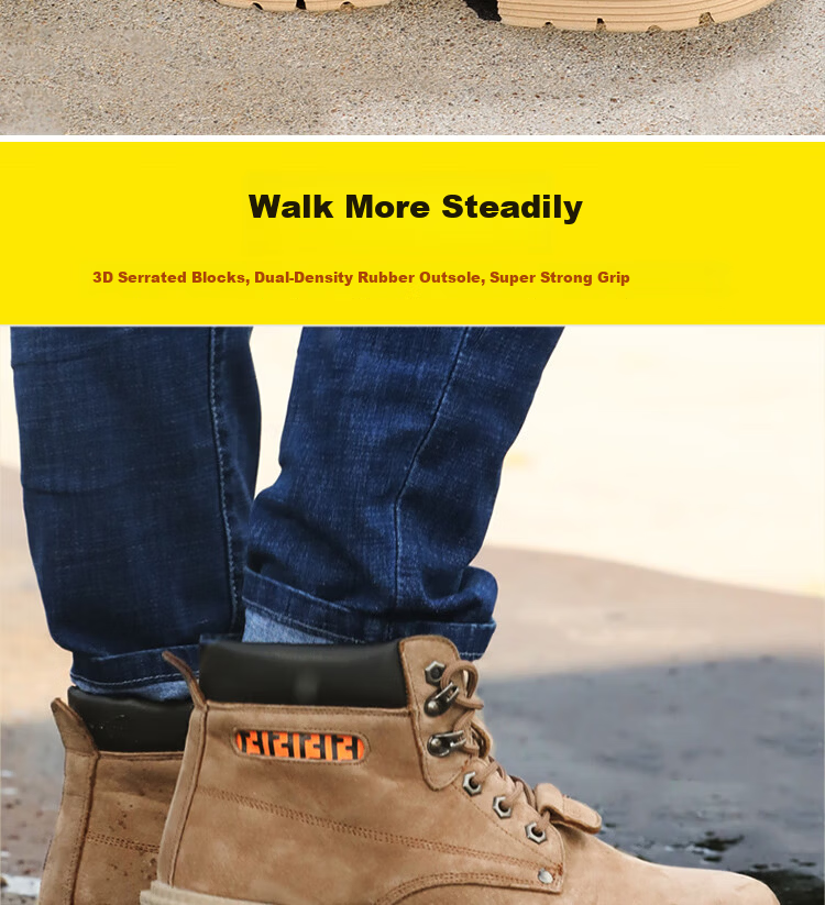 BlueOwl Shield Men's High-Top Breathable Durable Anti-Smash Steel Toe Anti-Puncture Safety Work Construction Functional Shoes 9160 Size 45 8