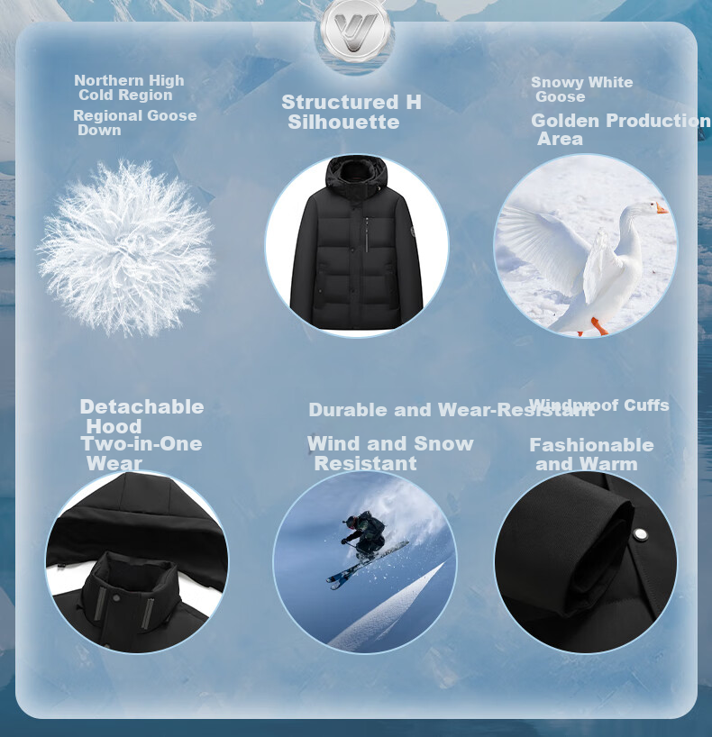 Yalu [90% Goose Down] Men's Short Down Jacket with Detachable Hood Thickened Warm Casual Business Autumn Winter Coat 3
