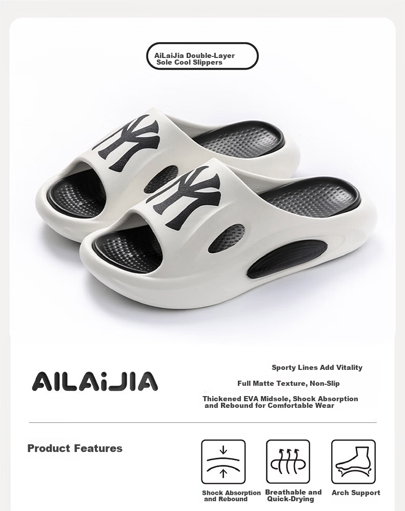 AILAIJIA Men's Sports Outdoor Slippers with Detachable Midsole Beach Sandals Size 42-43 White 1